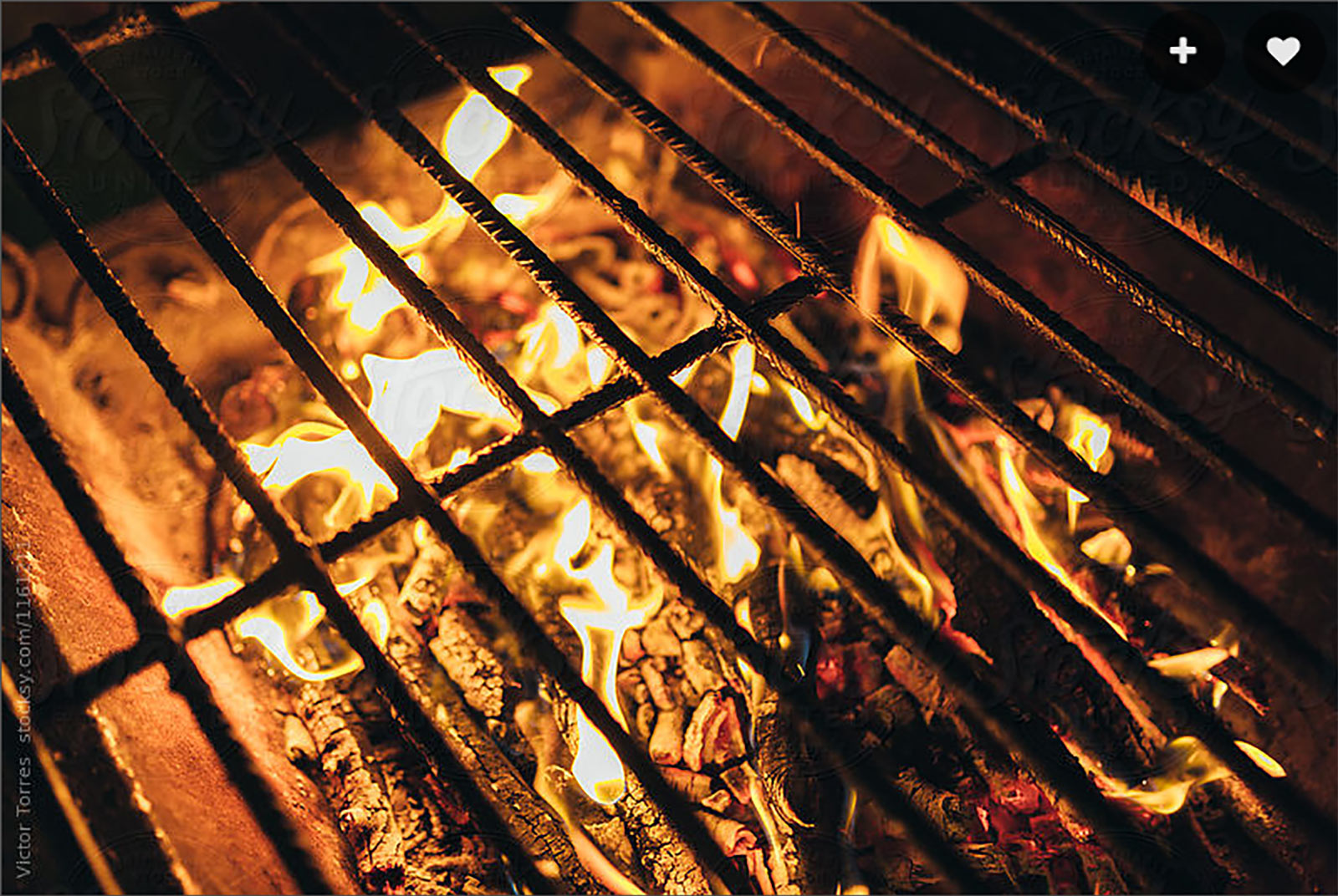 Close up of campfire with grill