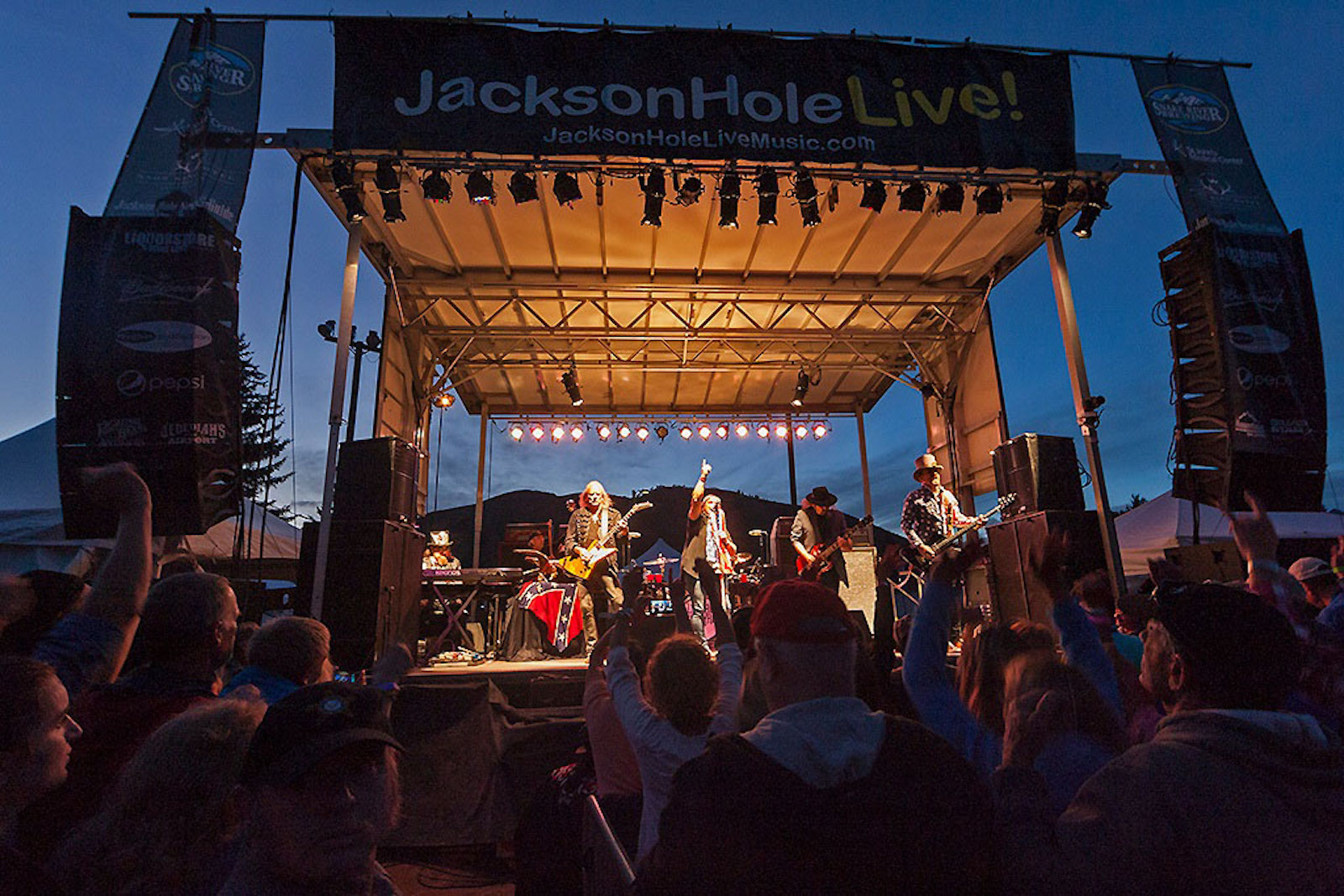 Jackson Hole Live Concert Series bandstand at evening