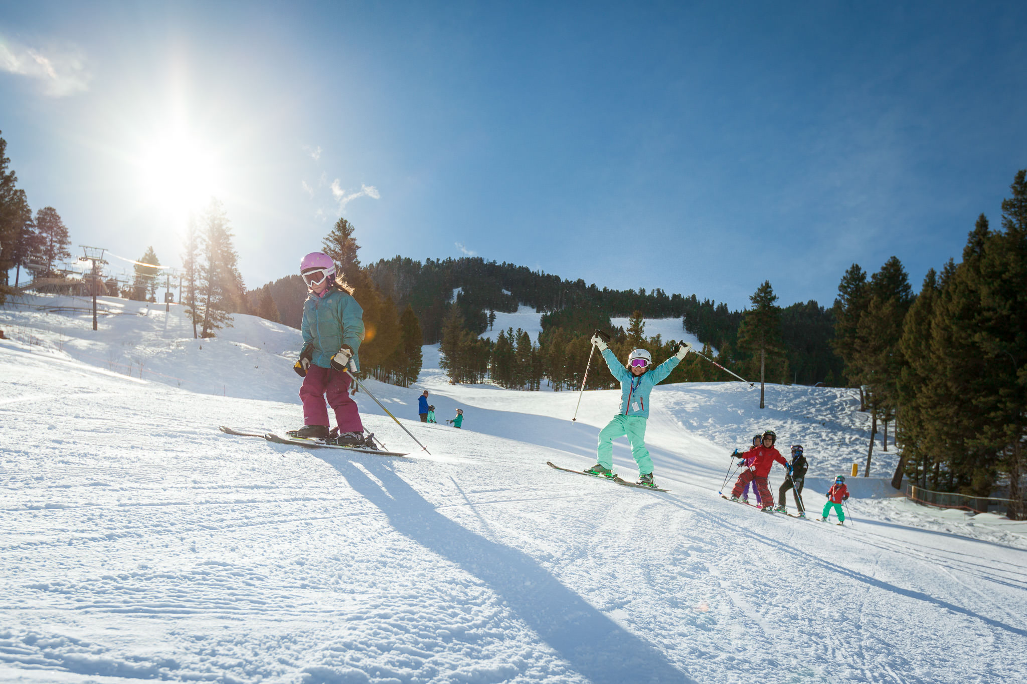 Kids skiing at Snow King Mountain Resort Jackson WY