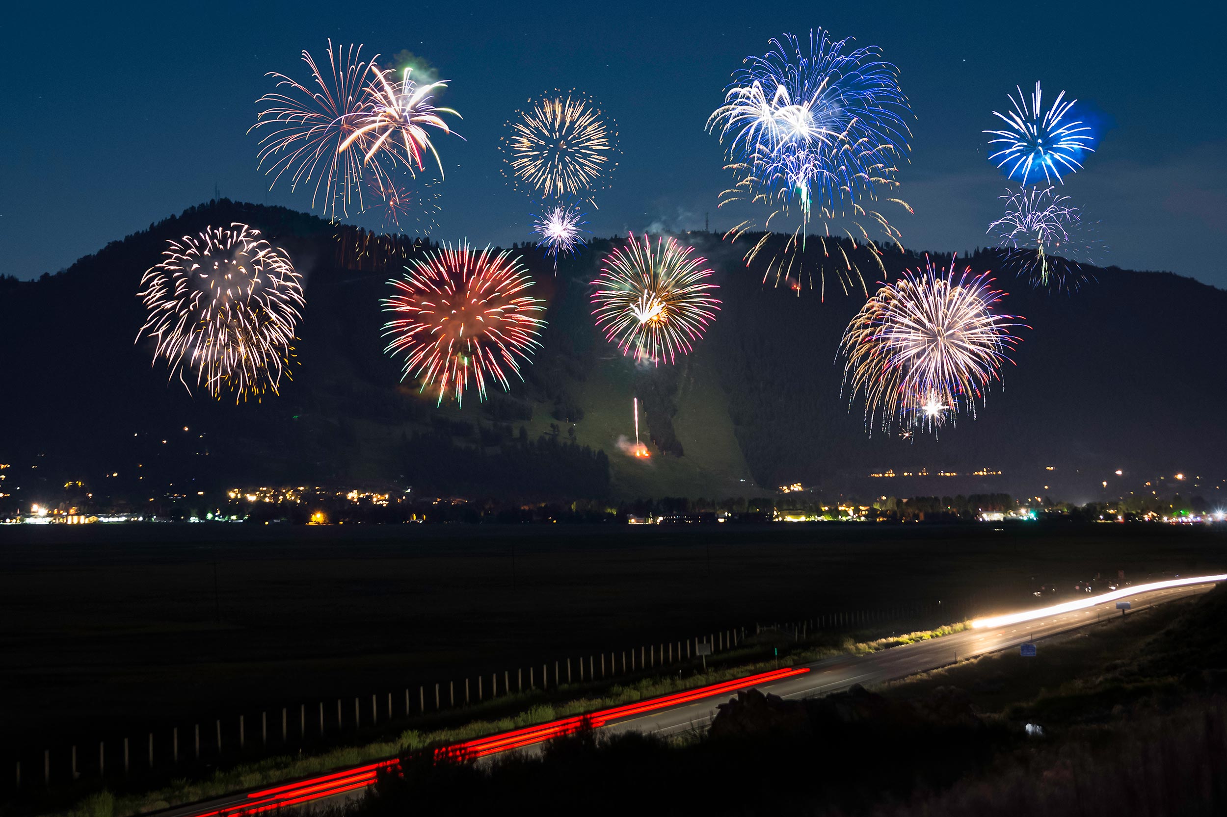 Fourth of July Fireworks over Teton Village In Jackson Wyoming