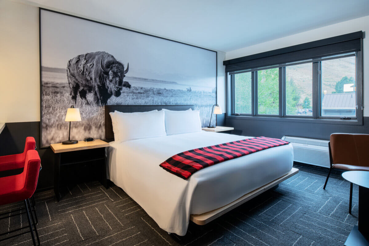 King Studio with Kitchen Bed View Towards Window