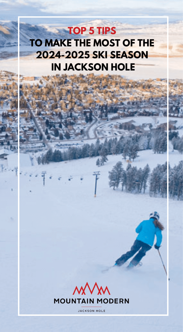 Woman in blue jacket skiing in Jackson Hole